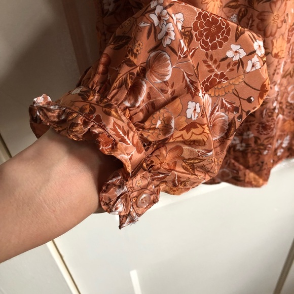 Vintage Jonquil Mock Neck Fall Foliage Print Blouse - Picture 6 of 10